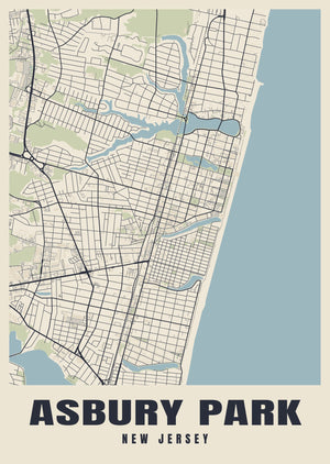 Asbury Park Street Map Poster