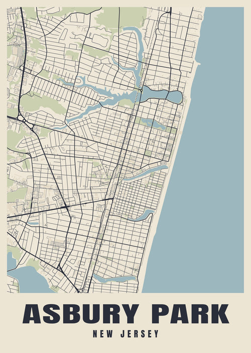 Street map poster of Asbury Park, New Jersey