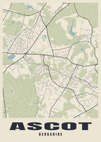 Street map poster of Ascot, Berkshire