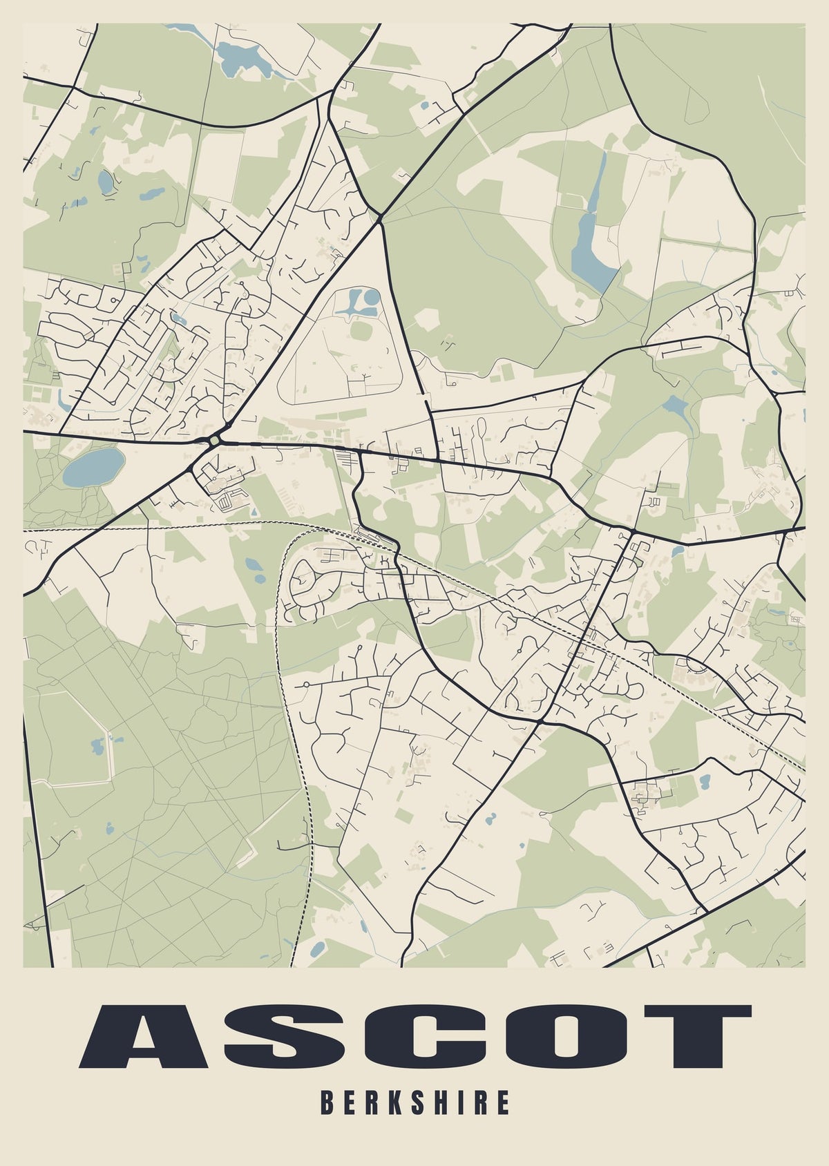 Street map poster of Ascot, Berkshire