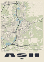 Street map poster of Ash, Surrey
