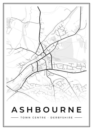 Ashbourne Town Centre Street Map Poster