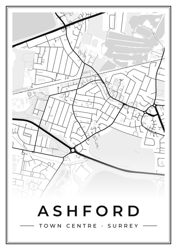 Ashford Town Centre Street Map Poster