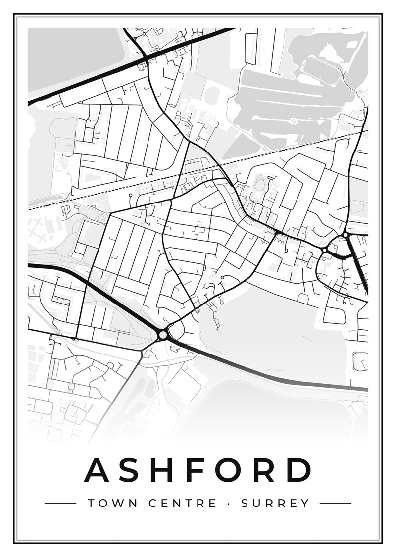 Ashford Town Centre Street Map Poster