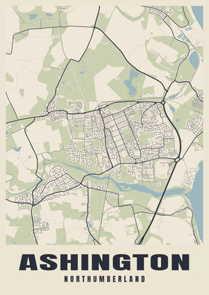Ashington Street Map Poster