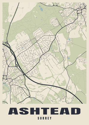 Ashtead Street Map Poster
