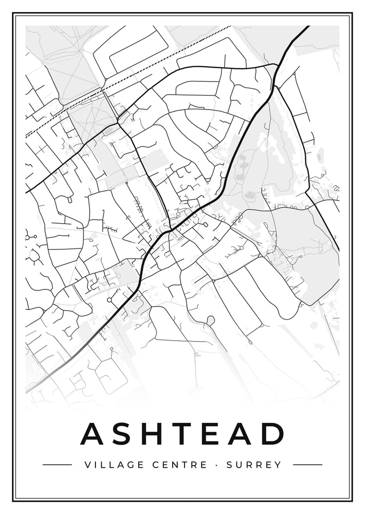 Ashtead Village Centre Street Map Poster