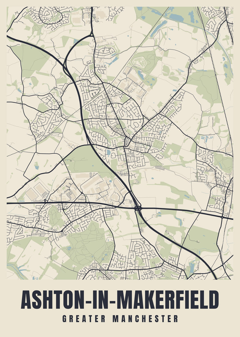Ashton-in-Makerfield Street Map Poster