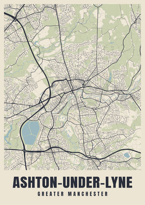 Ashton-under-Lyne Street Map Poster
