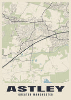 Street map poster of Astley, Greater Manchester
