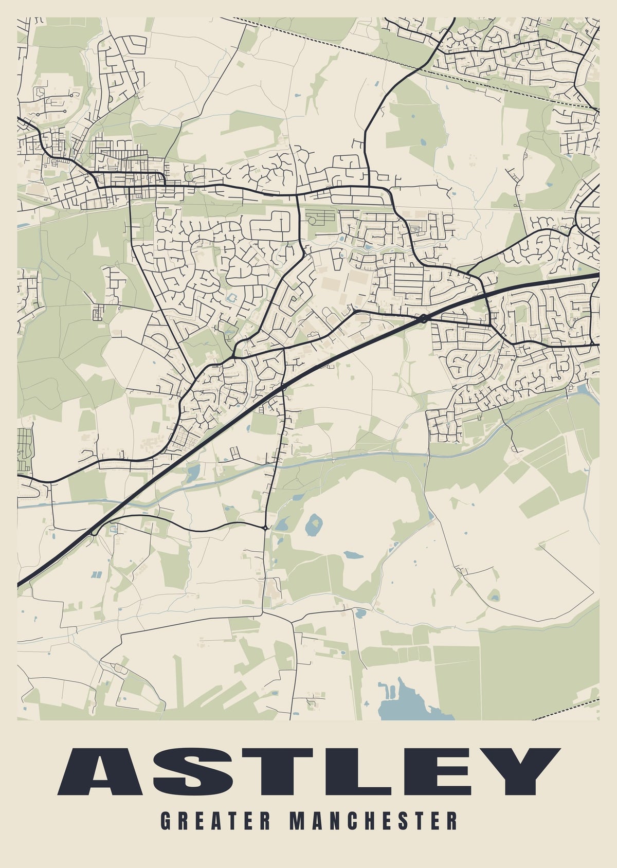 Street map poster of Astley, Greater Manchester