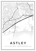 Street map poster of Astley village centre, Greater Manchester