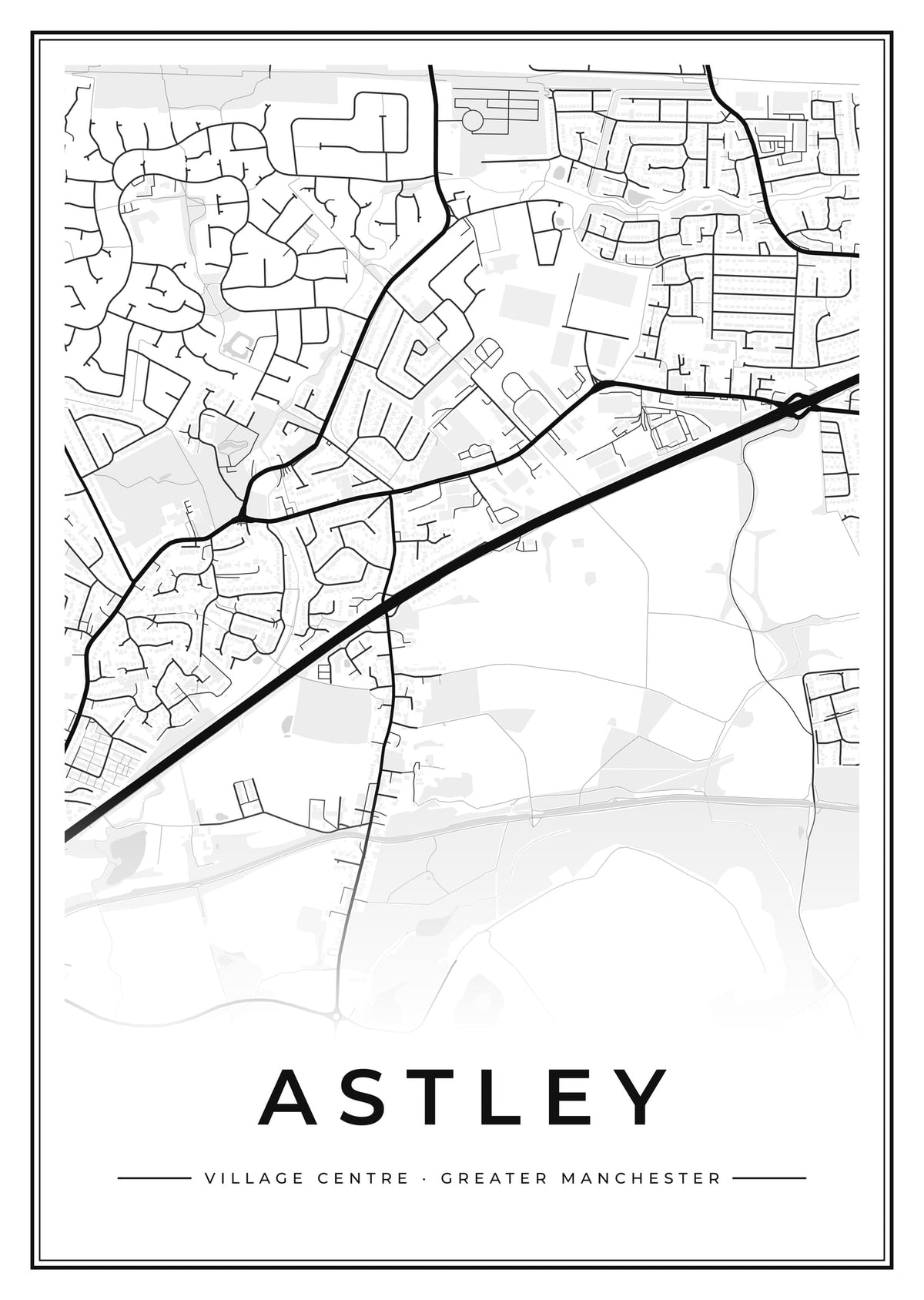 Street map poster of Astley village centre, Greater Manchester