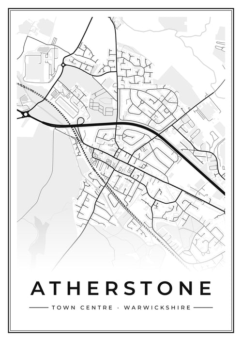 Street map poster of Atherstone town centre, Warwickshire