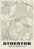 Street map poster of Atherton, Greater Manchester