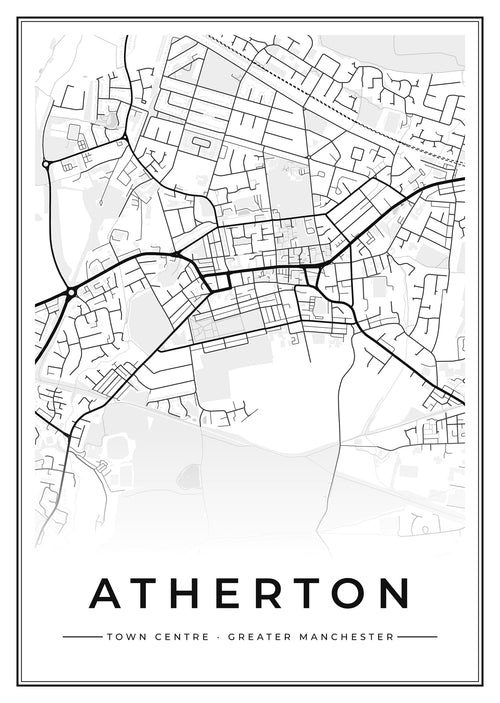 Street map poster of Atherton town centre, Greater Manchester