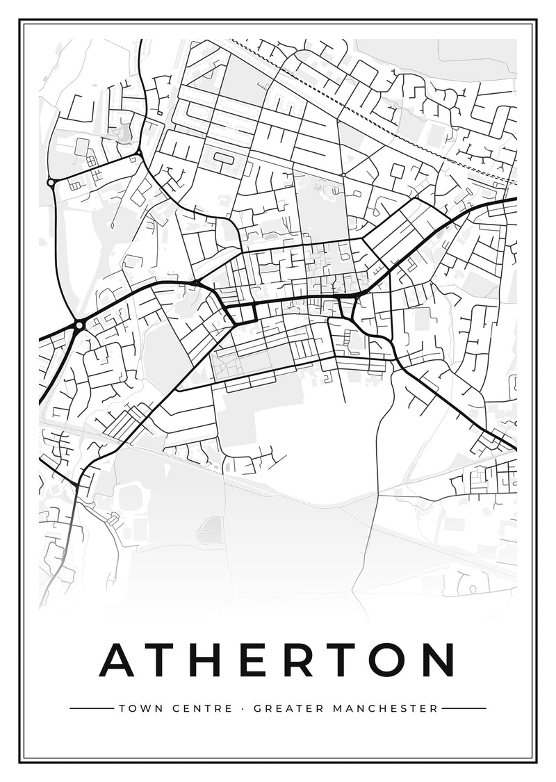 Atherton Town Centre Street Map Poster