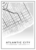 Street map poster of downtown Atlantic City, New Jersey