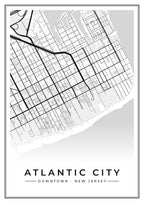 Street map poster of downtown Atlantic City, New Jersey