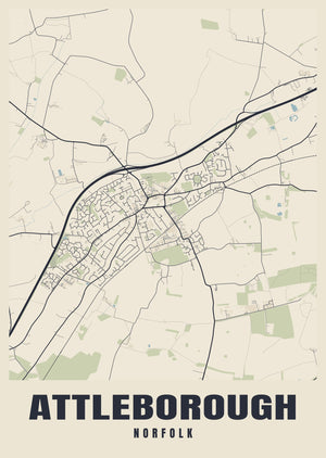 Attleborough Street Map Poster