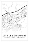 Street map poster of Attleborough town centre, Norfolk