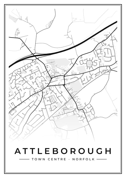 Street map poster of Attleborough town centre, Norfolk