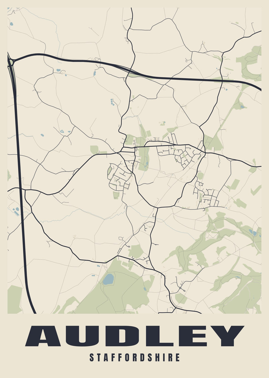 Street map poster of Audley, Staffordshire