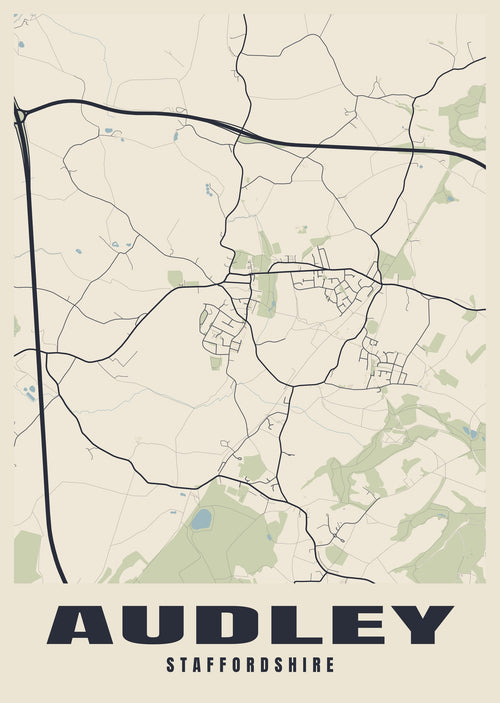 Street map poster of Audley, Staffordshire