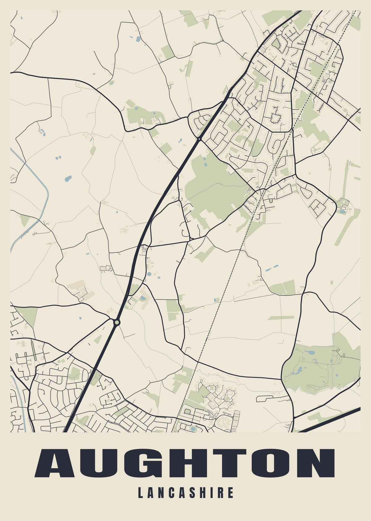 Street map poster of Aughton, Lancashire