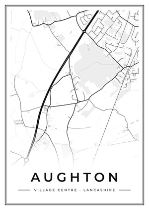 Aughton Village Centre Street Map Poster
