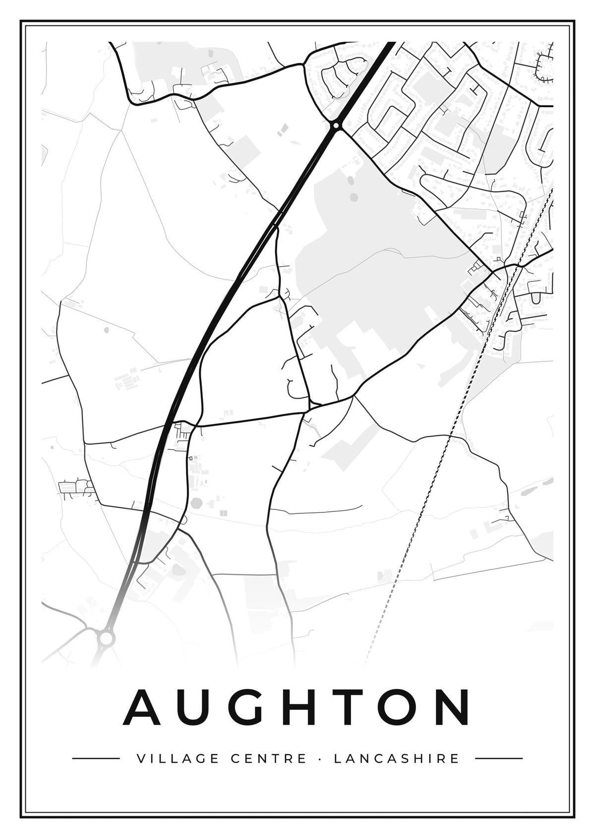 Street map poster of Aughton village centre, Lancashire