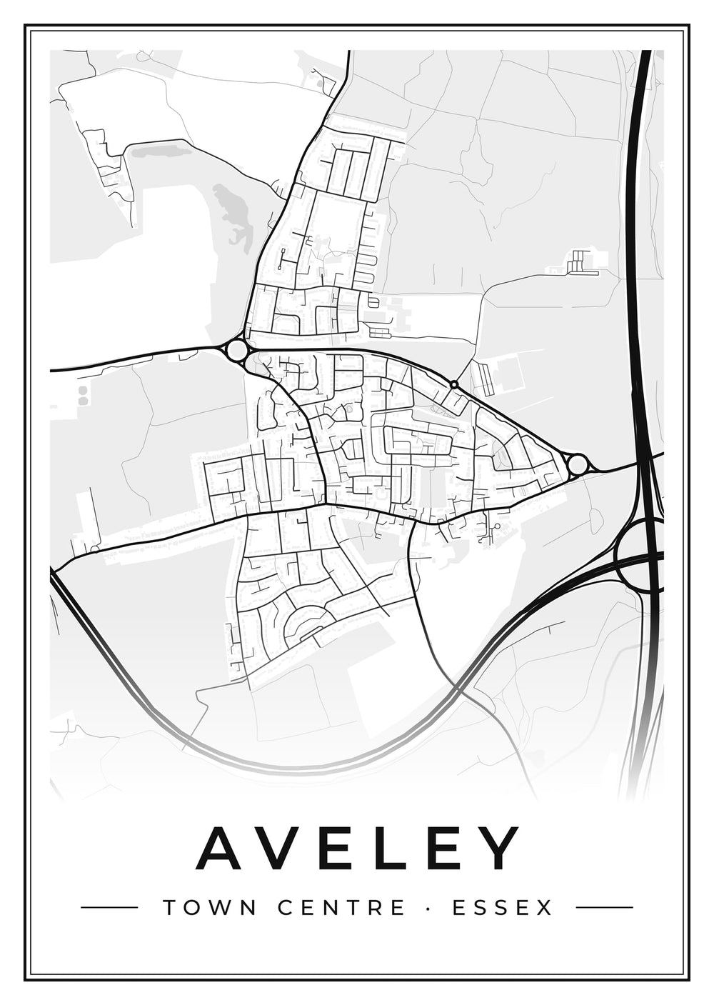 Aveley Town Centre Street Map Poster