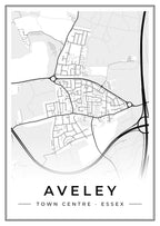 Street map poster of Aveley town centre, Essex