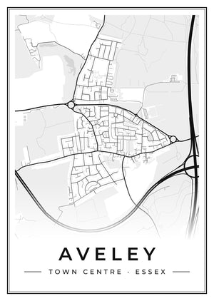 Aveley Town Centre Street Map Poster