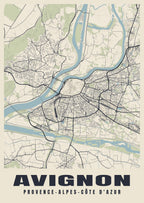 Street map poster of Avignon, Provence-Alpes-Côte d'Azur