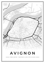 Street map poster of Avignon town centre, Provence-Alpes-Côte d'Azur