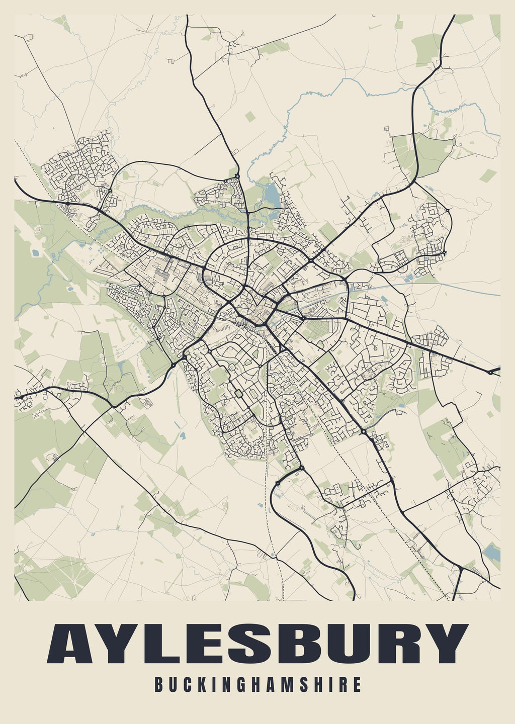 Street map poster of Aylesbury, Buckinghamshire