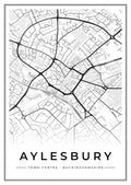 Street map poster of Aylesbury town centre, Buckinghamshire