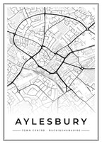Street map poster of Aylesbury town centre, Buckinghamshire