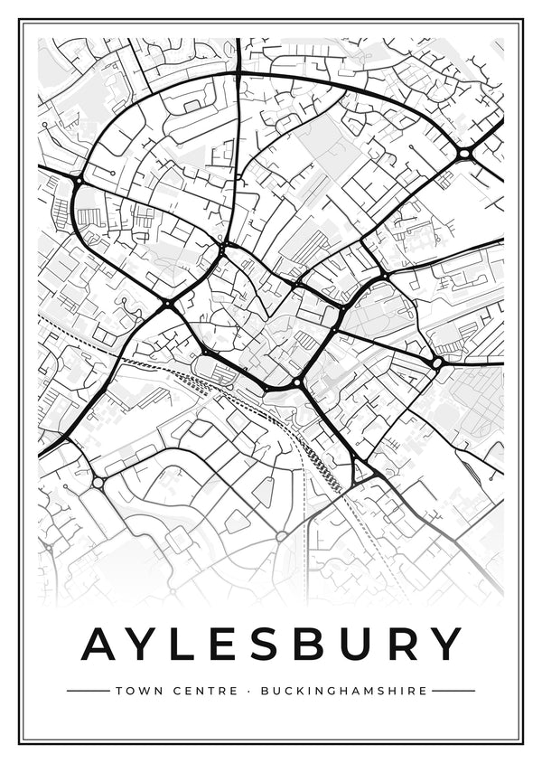 Aylesbury Town Centre Street Map Poster