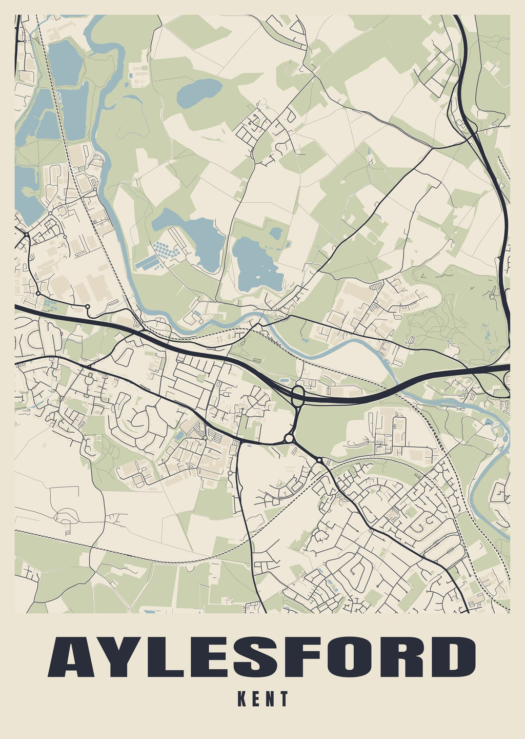 Street map poster of Aylesford, Kent