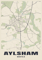 Street map poster of Aylsham, Norfolk