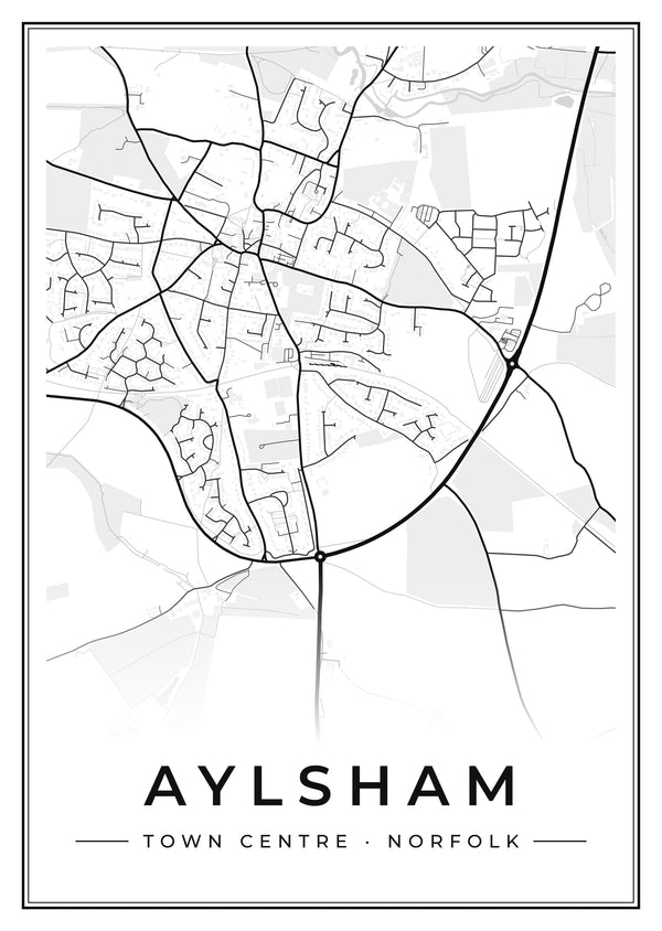 Aylsham Town Centre Street Map Poster