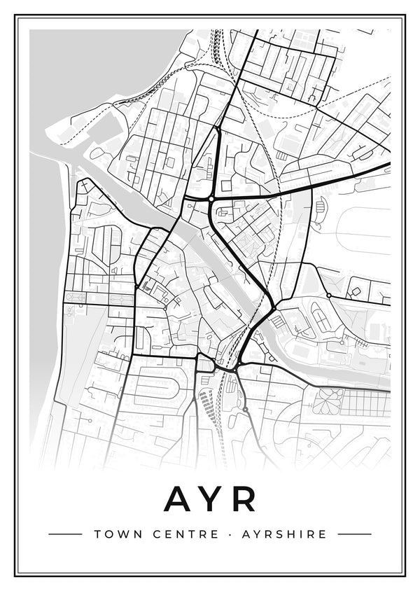 Ayr Town Centre Street Map Poster