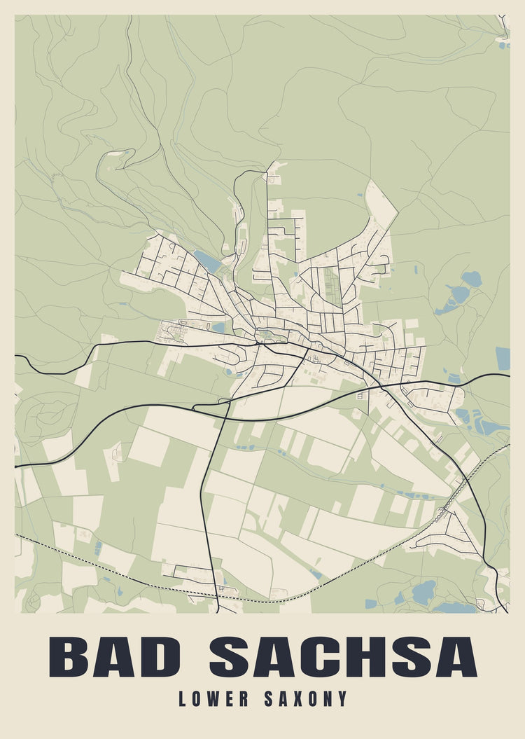 Bad Sachsa Street Map Poster