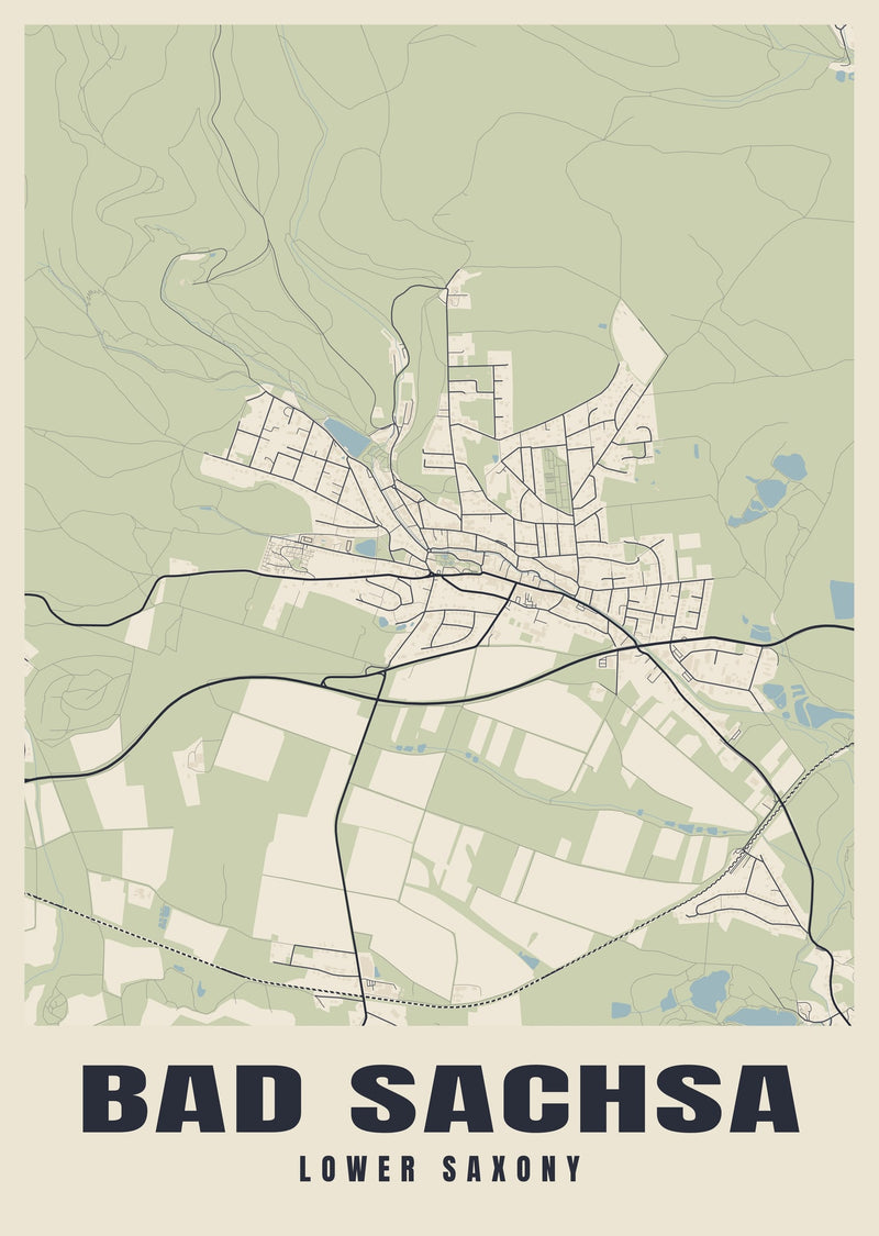 Bad Sachsa Street Map Poster