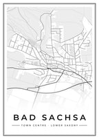 Street map poster of Bad Sachsa town centre, Lower Saxony