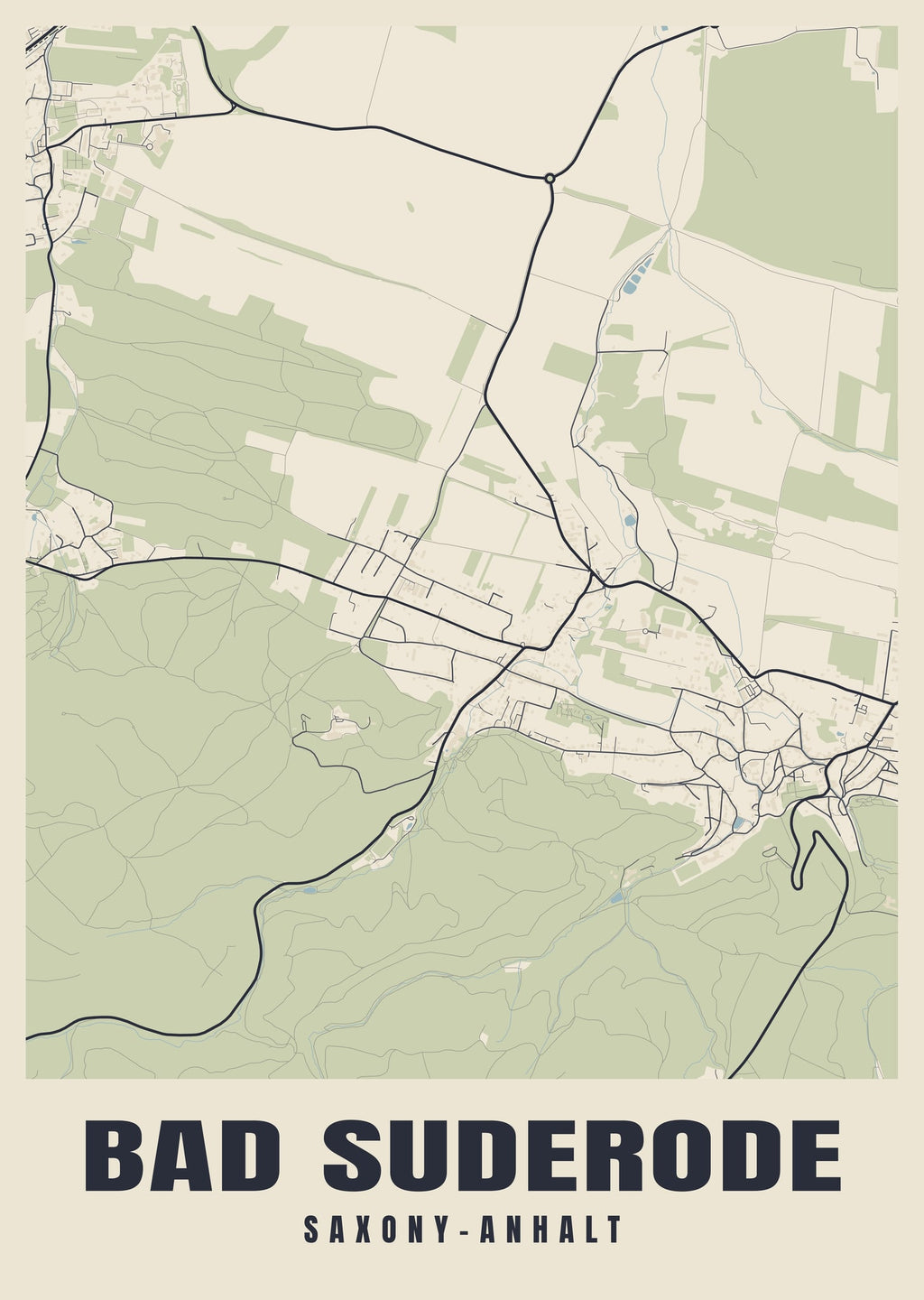 Street map poster of Bad Suderode, Saxony-Anhalt