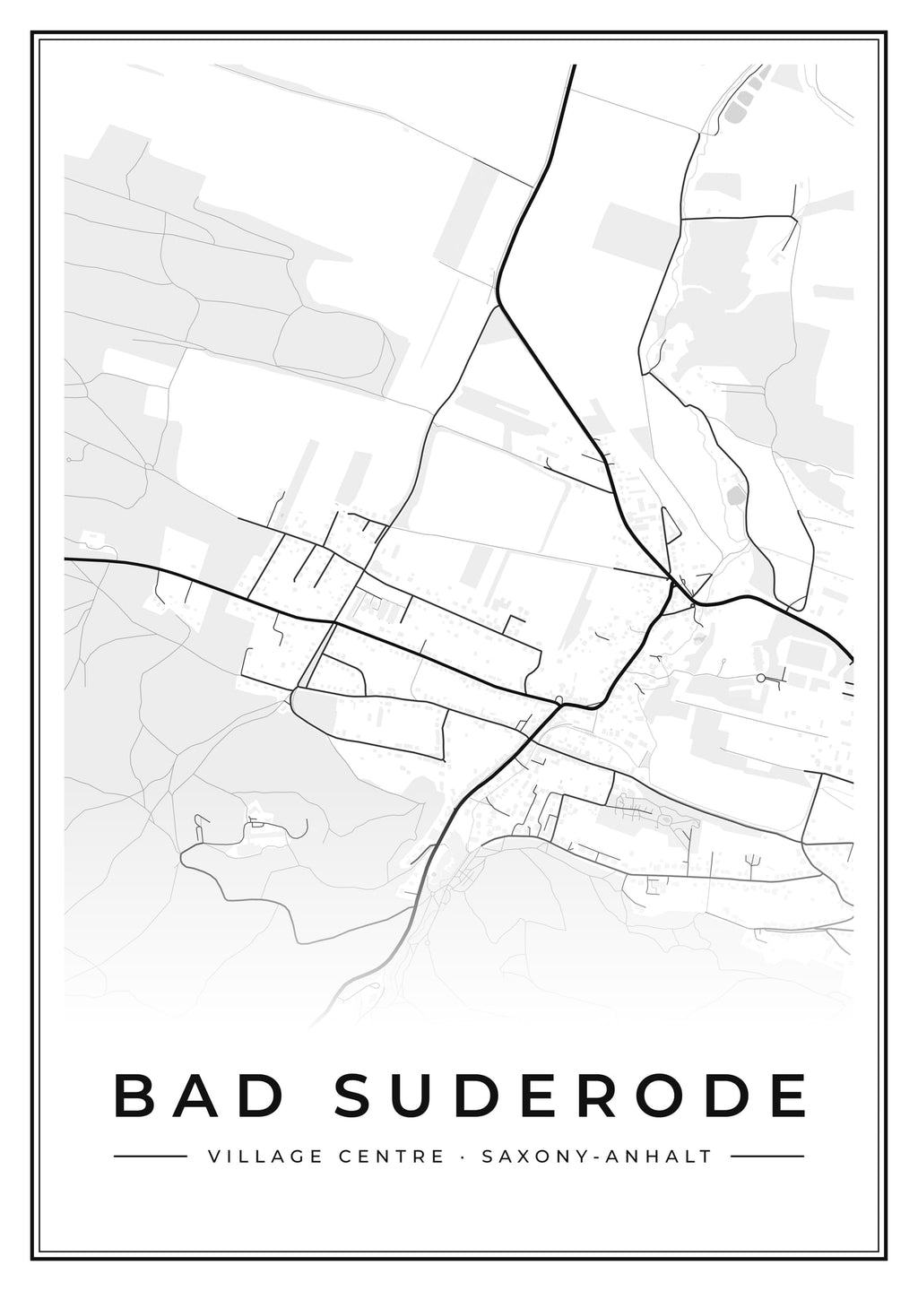 Street map poster of Bad Suderode village centre, Saxony-Anhalt