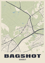 Street map poster of Bagshot, Surrey